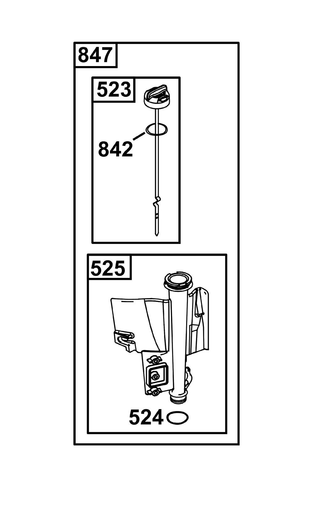 Lubrication Group Diagram and Parts List for 21R507-0014-H5  Briggs and Stratton Engine